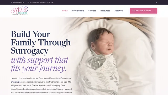 Heart to Home Surrogacy website by Blue Winds Media