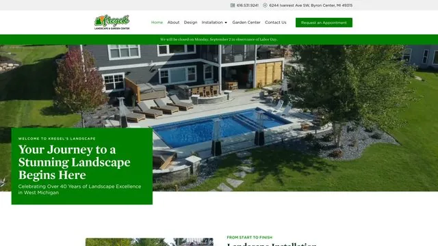 Kregel's Landscaping website by Blue Winds Media