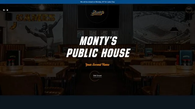 Monty's Public House website by Blue Winds Media
