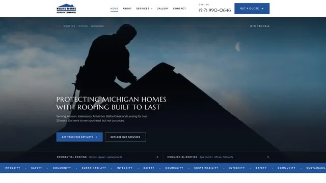 Mullins Roofing website by Blue Winds Media
