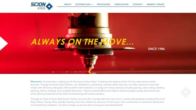 Scion Steel website by Blue Winds Media