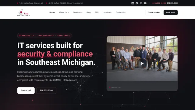 TAZ Networks website by Blue Winds Media
