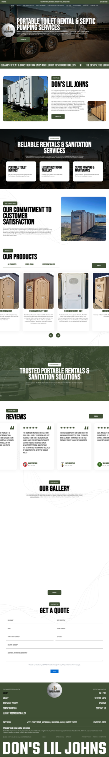 Don's Lil Johns website design