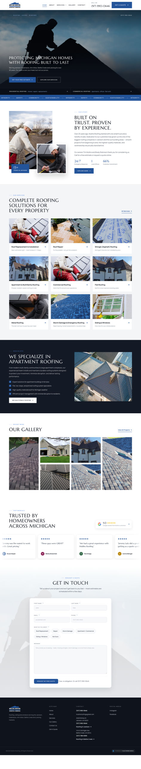 Mullins Roofing website design