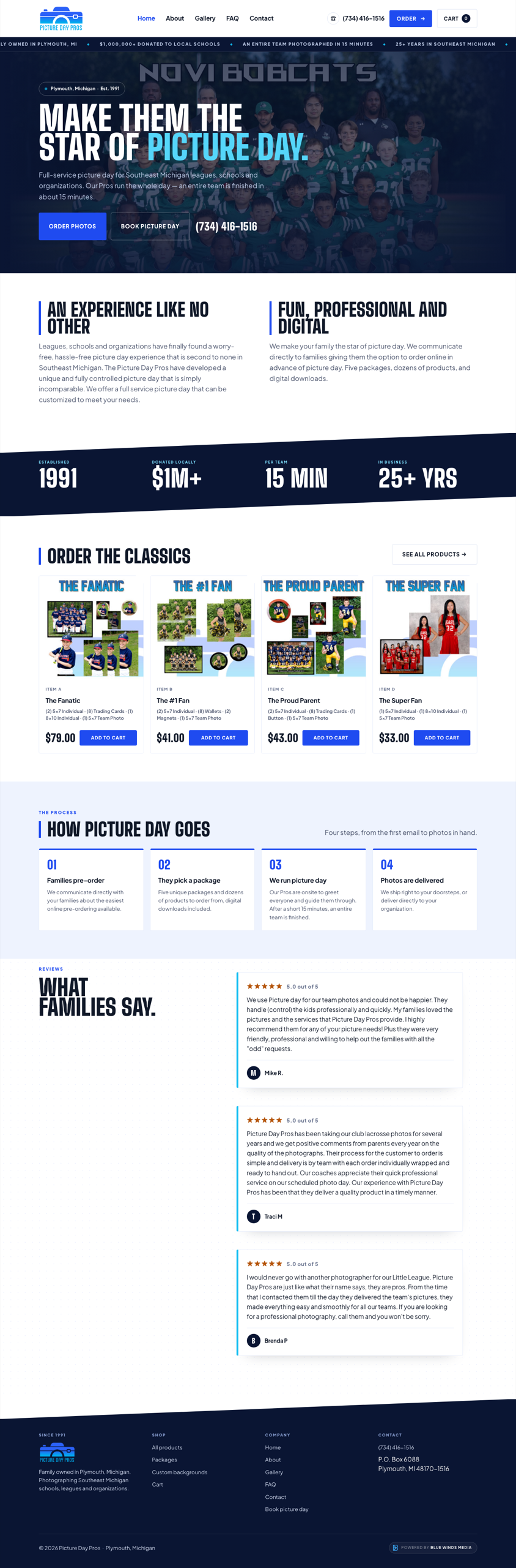 Picture Day Pros website design