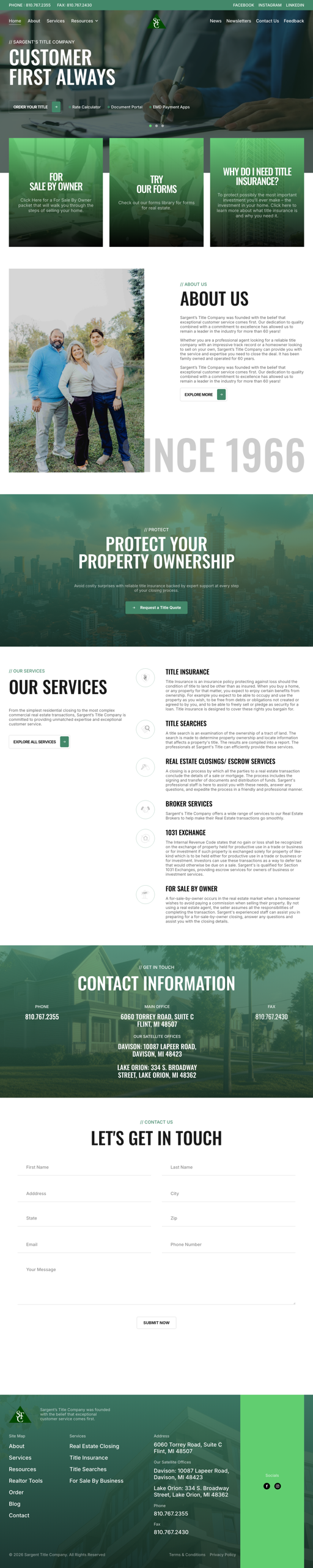 Sargents Title website design
