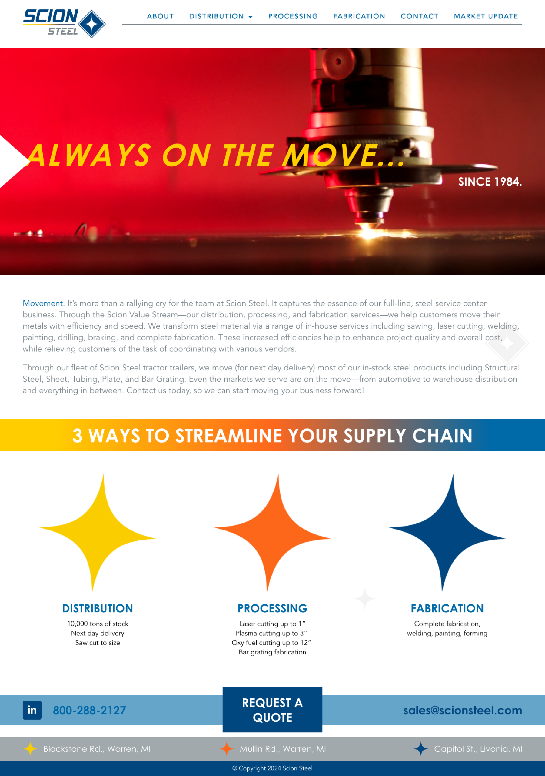 Scion Steel website design